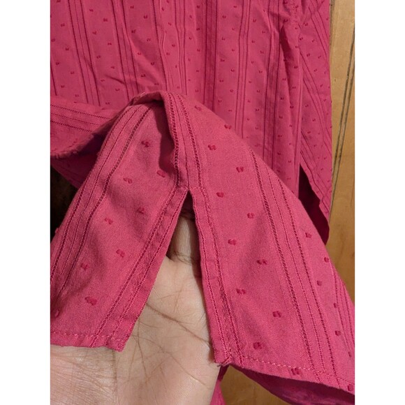 Koret Women’s Pink Textured Dotted Stripe Button Front Long Sleeve Shirt Size S - Picture 4 of 8